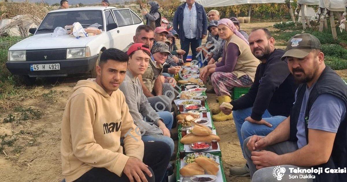 "Sarıgöl'de Vefa Geleneği: Tüccardan Üzüm İşçilerine Büyük Jest" başlıklı haber için fotorealistik,