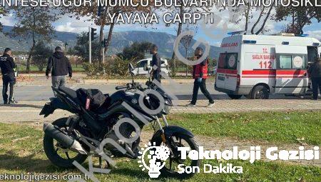 Menteşe Uğur Mumcu Bulvarı’nda motosiklet yayaya çarptı