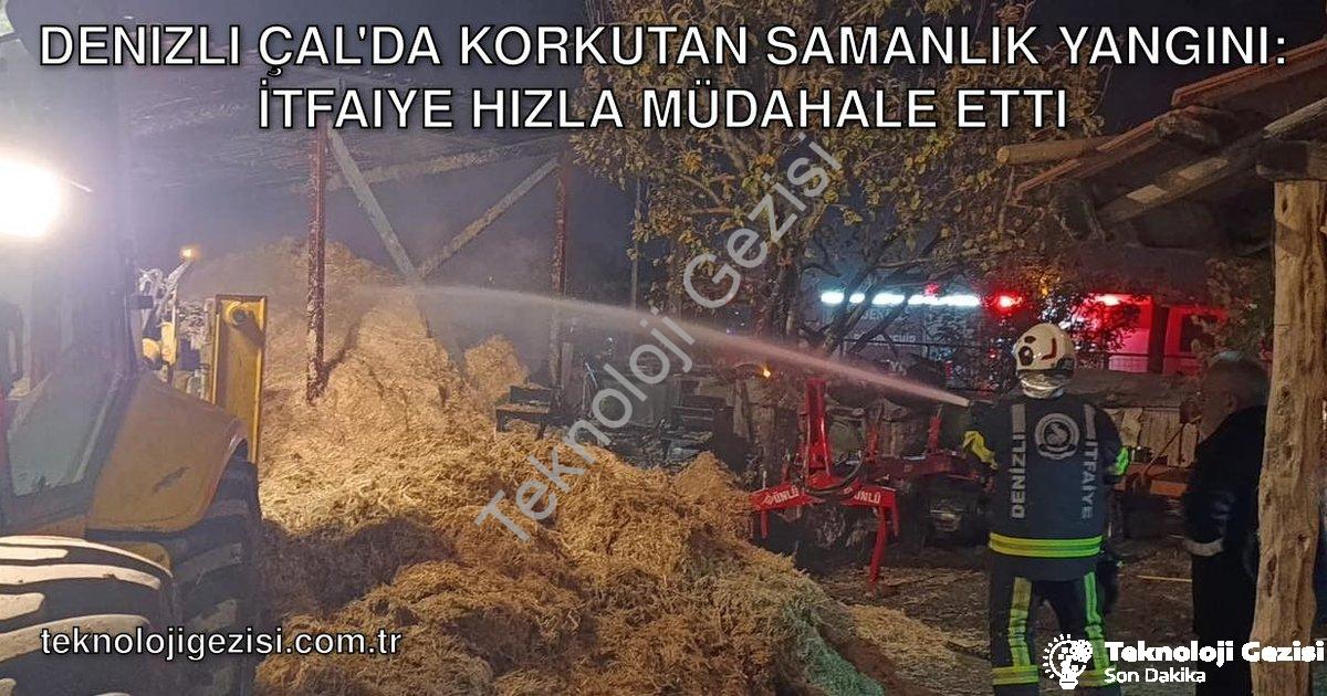 "Denizli Çal'da Korkutan Samanlık Yangını: İtfaiye Hızla Müdahale Etti" başlıklı haber için fotoreal