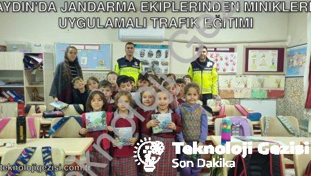 Aydın’da Jandarma Ekiplerinden Miniklere Uygulamalı Trafik Eğitimi